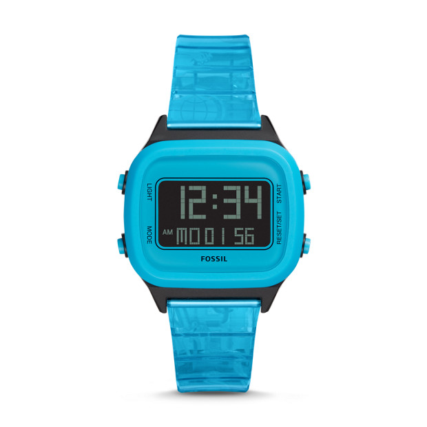 Fossil RETRO DIGITAL LCD NEON BLUE NYLON WATCH