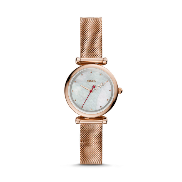 Fossil CARLIE MINI THREE-HAND ROSE GOLD-TONE STAINLESS STEEL WATCH
