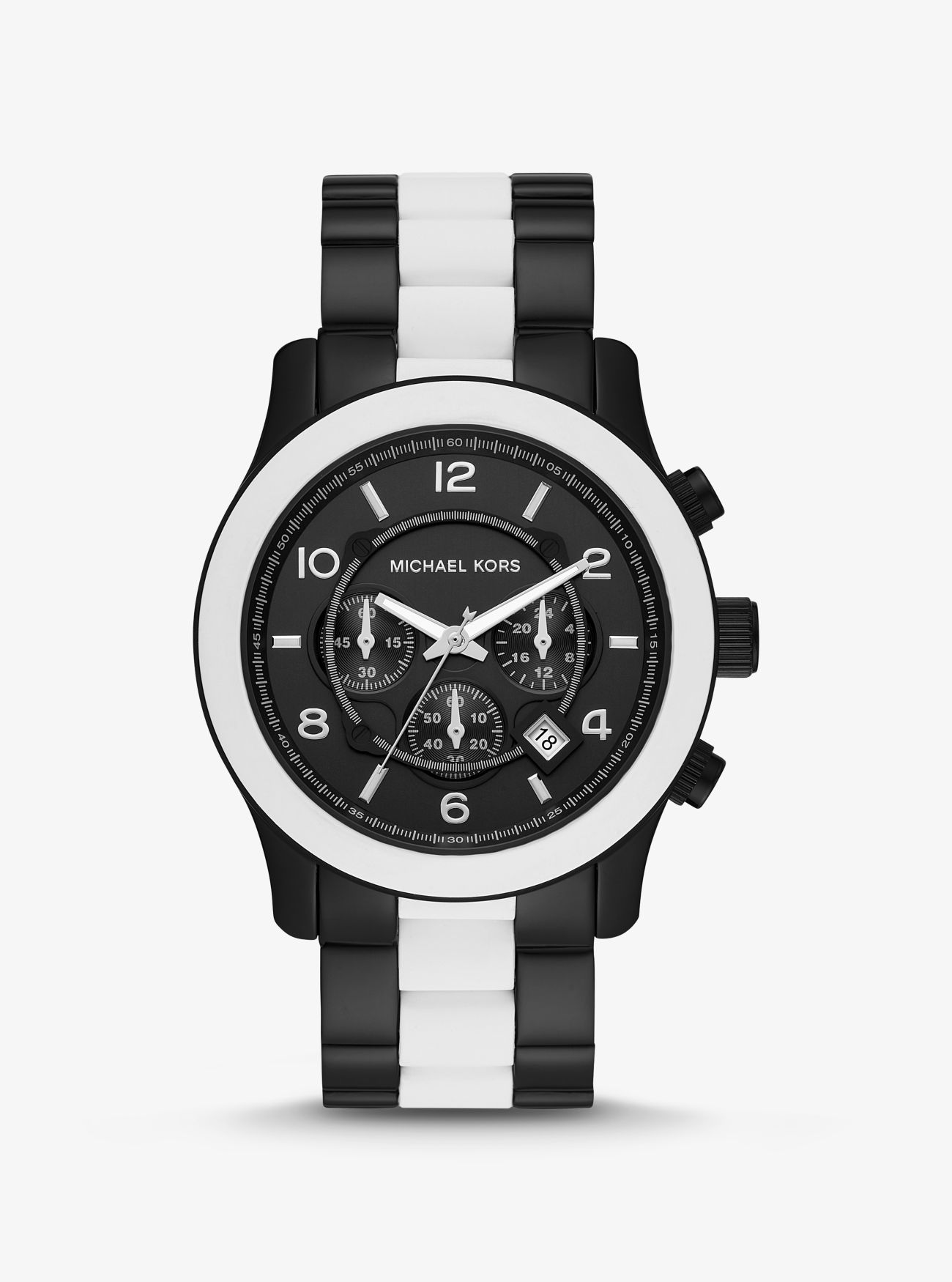 MICHAEL KORS Oversized Runway Black-Tone and Silicone Watch Style MK8757