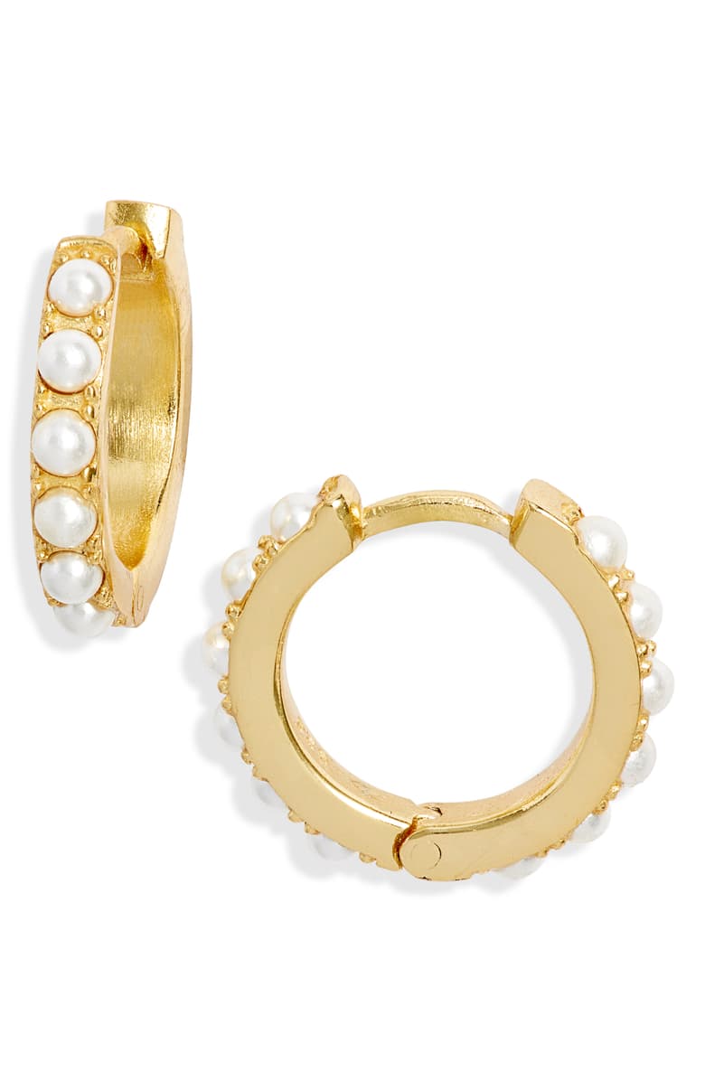 Adinas Jewels Imitation Pearl Huggie Earrings