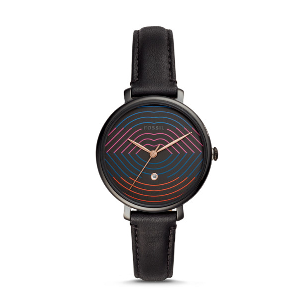 Fossil LIMITED EDITION JACQUELINE THREE-HAND DATE BLACK LEATHER WATCH